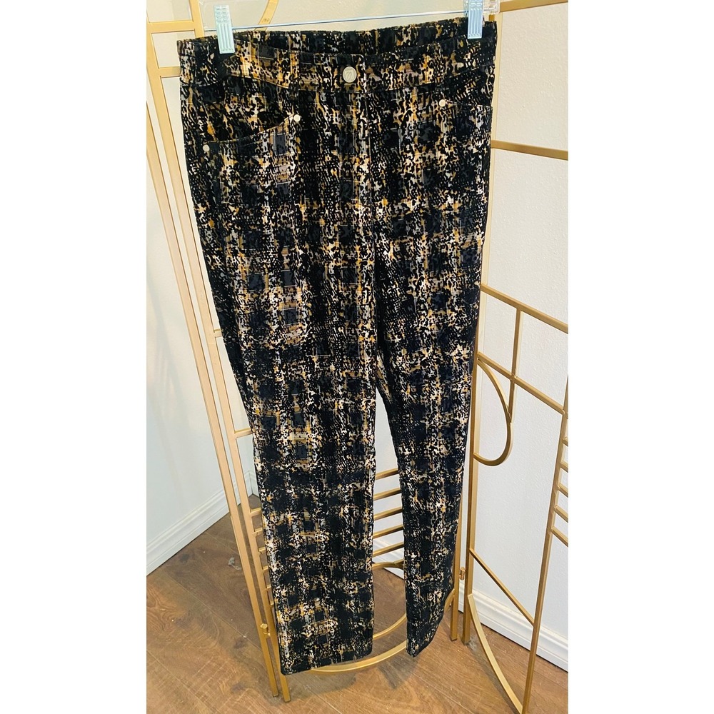 SPANNER‎ Women's Inspired Flocked Spanner Cropped Pant Black Size 10 NWT